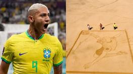 Brazil's Richarlison impressed by his sand art made by Gaddani artists
