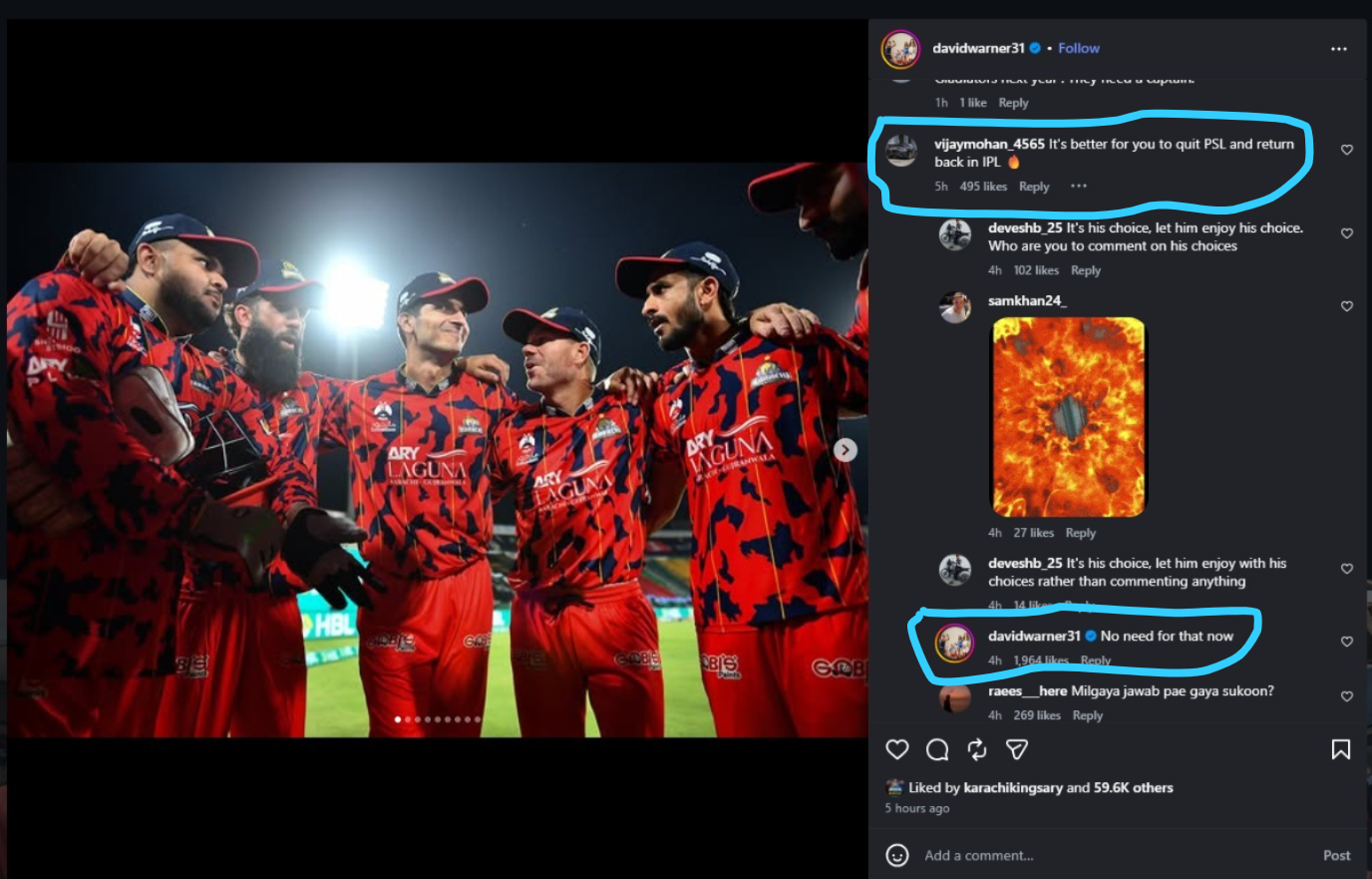 David Warner reply to fan regarding IPL return