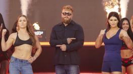 Gina Carano dances during final staredown with Ronda Rousey