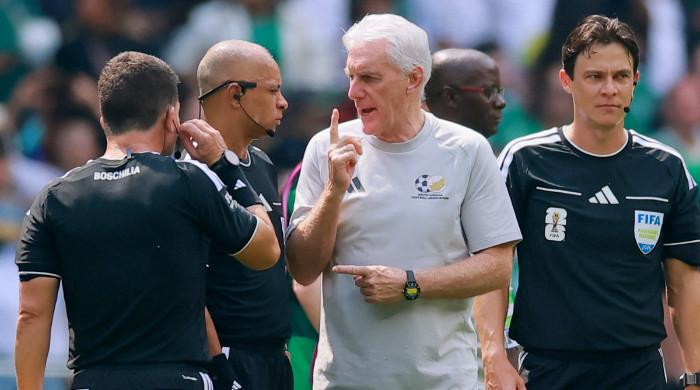 South Africa coach Hugo Broos reacts to red cards 
