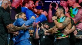 Conor McGregor, Max Holloway clash at fiery UFC 329 face-off