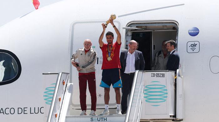 World champions Spain land in Madrid as heroic welcome awaits